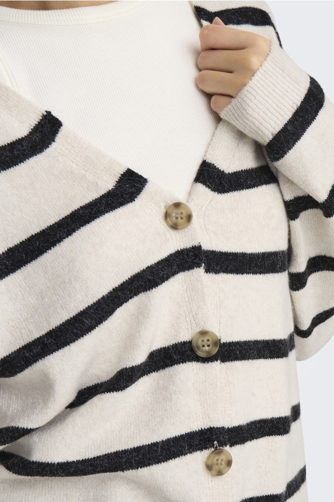 ONLRICA LIFE L/S V-NECK CARDIGAN KN 15340017 BIRCH/BLACK